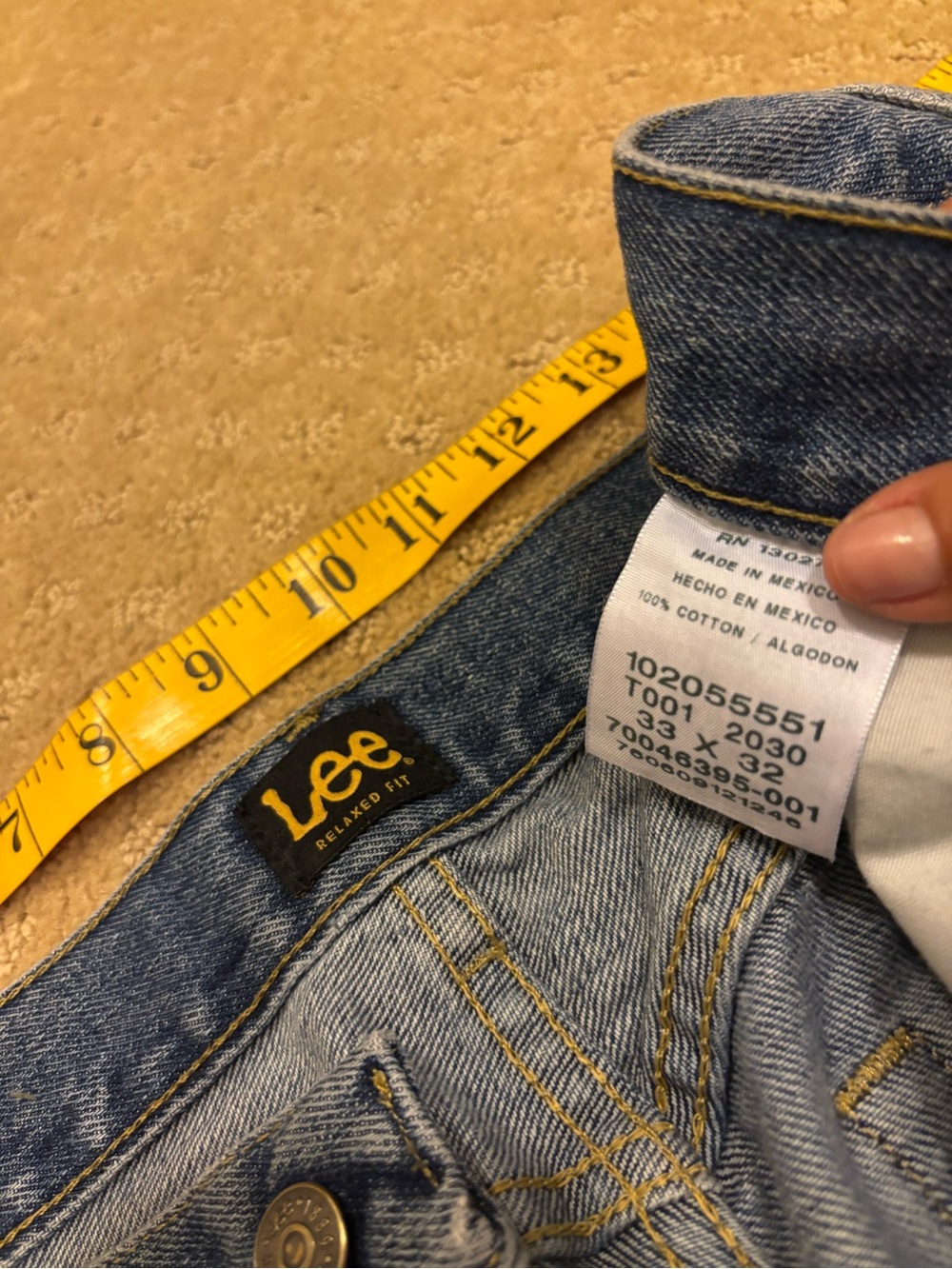 Men’s Lee Relaxed Fit Denim Jeans 33x32 100% cotton straight leg